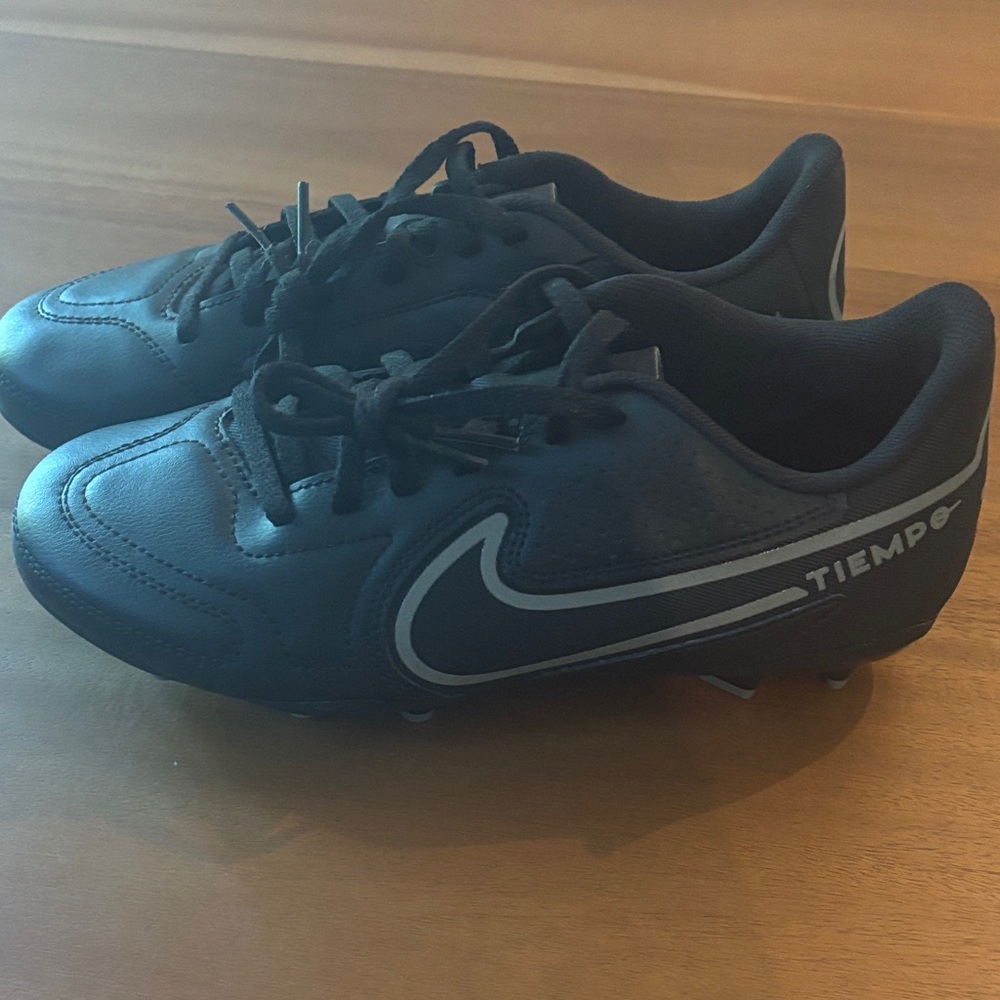 Nike Tiempo Kids Soccer Cleats - Black and Gray